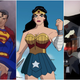 Superman, Lois Lane, Wonder Woman, and Batman in three films from the DC Universe Animated Original Movies series: All-Star Superman, Justice League: The New Frontier, and Batman: Year One